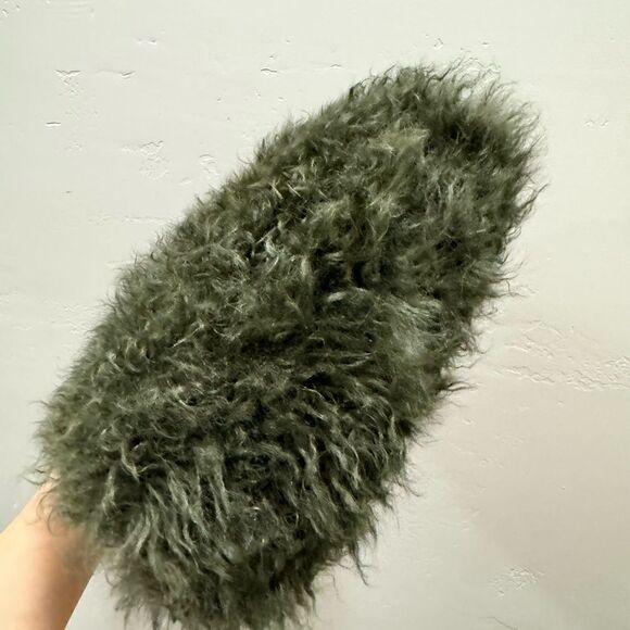 Olive Green Handmade Genuine Curly Shearling Top Handles Bag/Crossbody - Picture 13 of 16